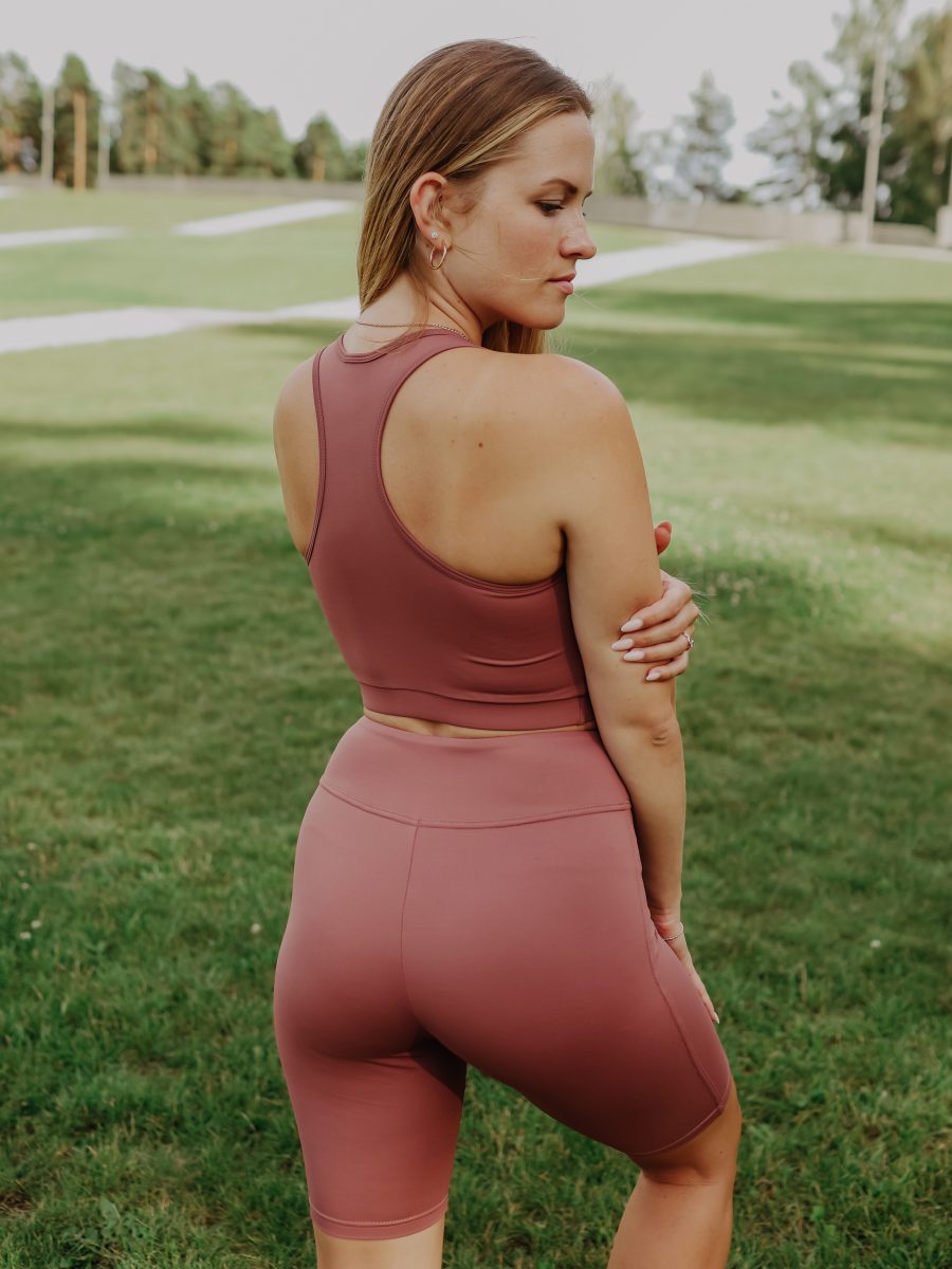 Beautiful-beige-pink-color-biker-shorts-with-crop-top