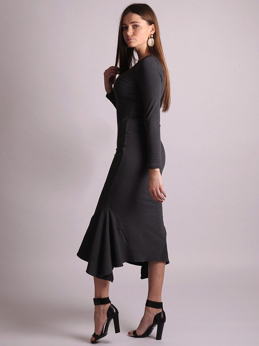 ESTRADA elegant style Cotton Dress with bottom strips