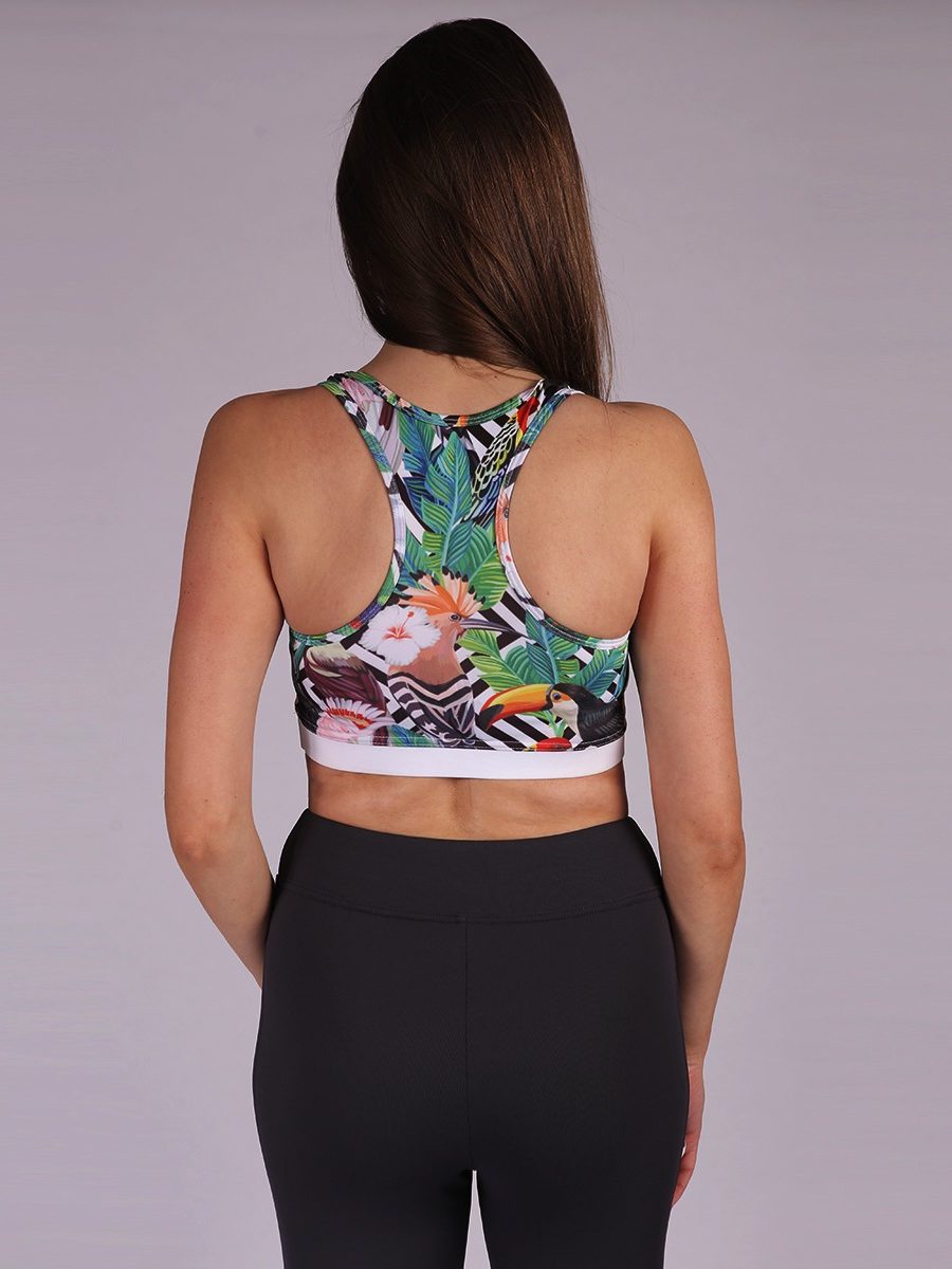 ESTRADA Tropical Crop Top with white details