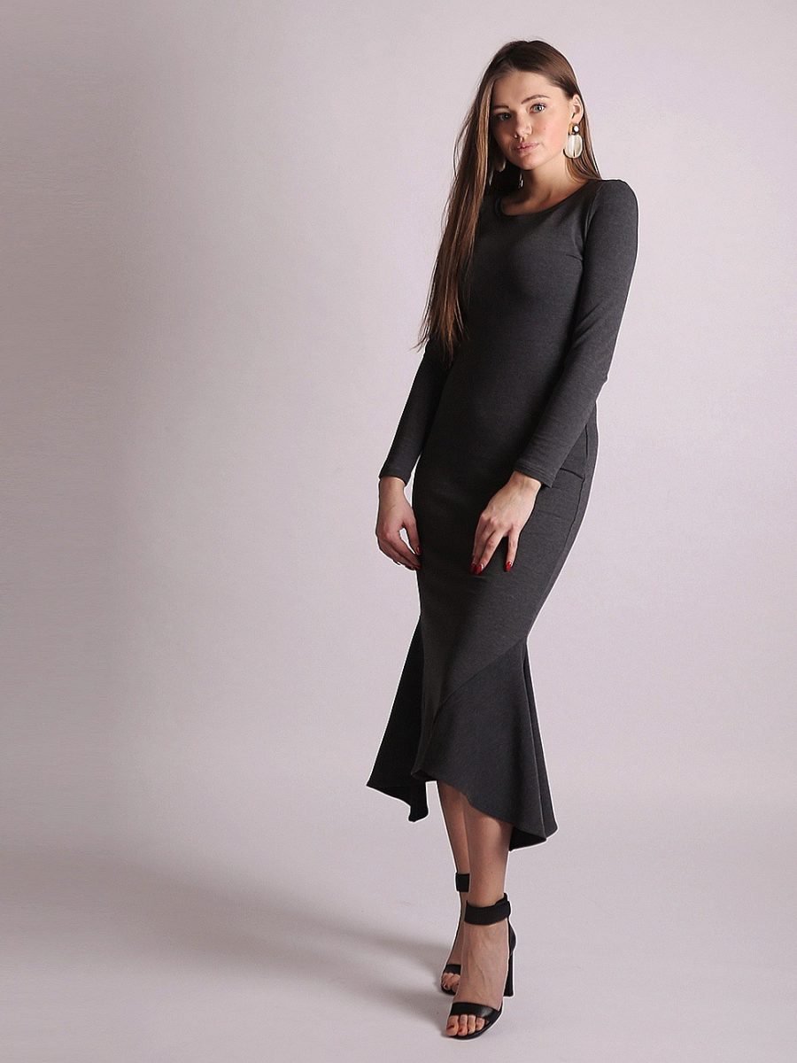 ESTRADA elegant style Cotton Dress with bottom strips