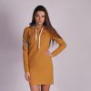Curry gold long sleeve Hooded Dress