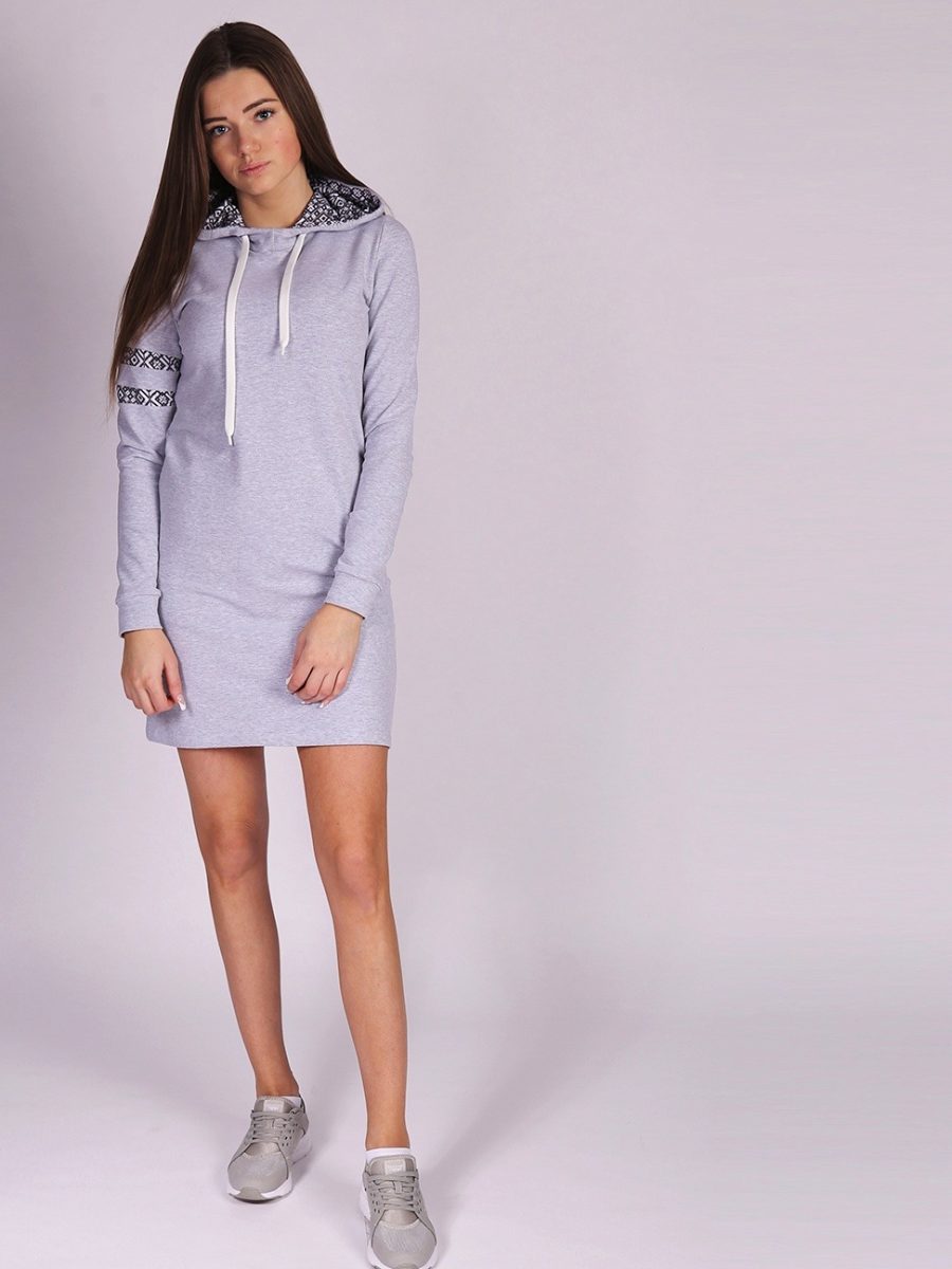 ESTRADA long sleeve Hooded Dress