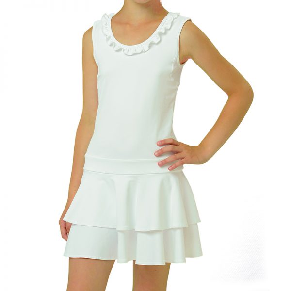 ESTRADA girl's dress with ruffle neckline