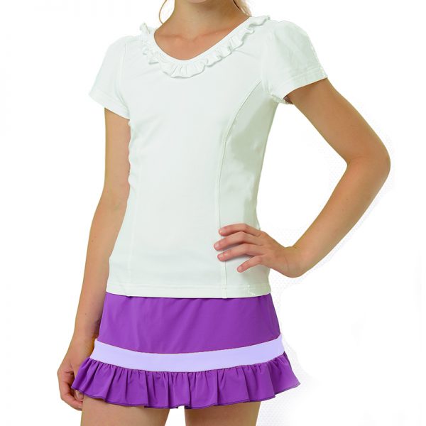 ESTRADA short sleeve ruffle girls tennis top