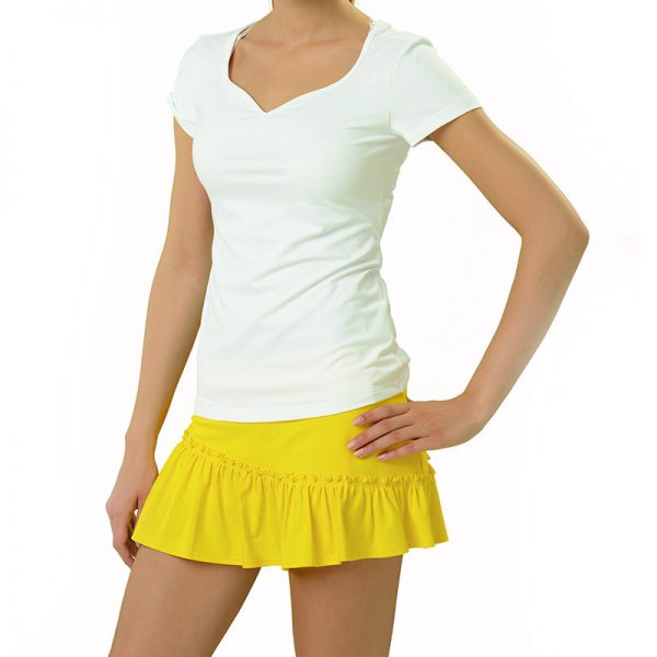 ESTRADA sweetheart neckline top with short sleeves