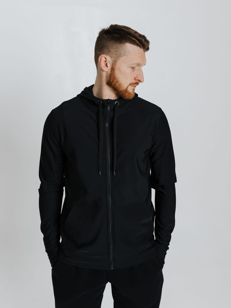 men hooded zipper jacket for sports